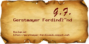 Gerstmayer Ferdinánd névjegykártya